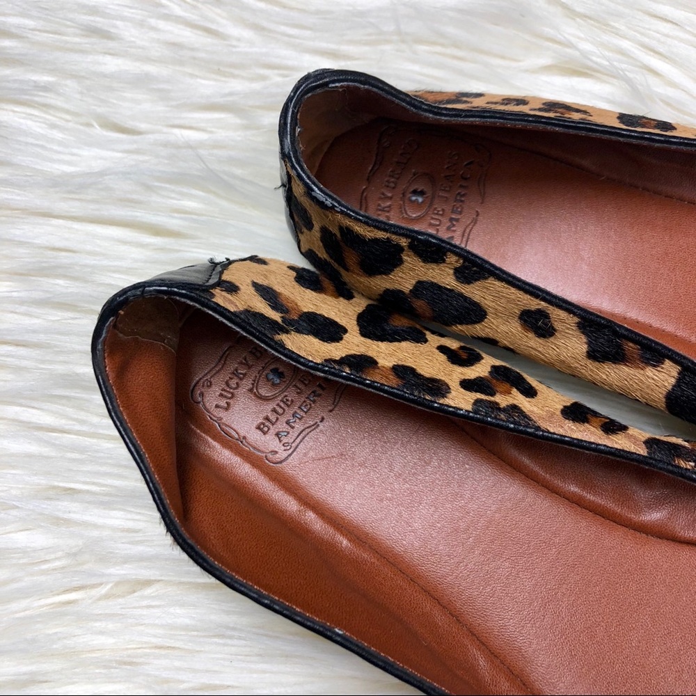 [Lucky Brand] Cheetah Print Leather Hide Flats - Picture 6 of 8